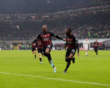 Pierre Kalulu of Ac Milan celebrating after a goal during the Italian Serie A, football match between Ac Milan and As Roma on Jannuary 08, 2023 at San Siro Stadium, Milan, Italy. Photo Nderim Kaceli - Credit: Nderim Kaceli/LiveMedi