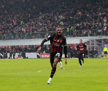 Pierre Kalulu of Ac Milan celebrating after a goal during the Italian Serie A, football match between Ac Milan and As Roma on Jannuary 08, 2023 at San Siro Stadium, Milan, Italy. Photo Nderim Kaceli - Credit: Nderim Kaceli/LiveMedi