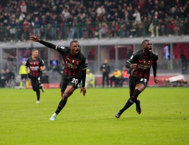 Pierre Kalulu of Ac Milan celebrating after a goal during the Italian Serie A, football match between Ac Milan and As Roma on Jannuary 08, 2023 at San Siro Stadium, Milan, Italy. Photo Nderim Kaceli - Credit: Nderim Kaceli/LiveMedi