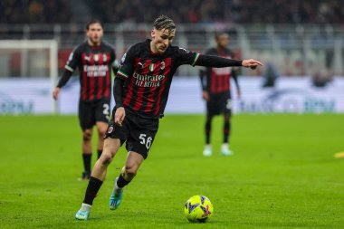 Alexis Saelemaekers of AC Milan in action during Serie A 2022/23 football match between AC Milan and AS Roma at San Siro Stadium, Milan, Italy on January 08, 2023 - Credit: Fabrizio Carabelli/LiveMedi