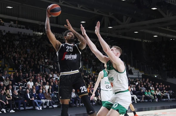 Jordan Mickey (Segafredo Virtus Bologna) thwarted by Rolands Smits (BC Zalgiris Kaunas) during the Euroleague basketball championship match Segafredo Virtus Bologna Vs. BC Zalgiris Kaunas - Bologna, Italy, January 10, 2023 at Segafredo Arena - Photo: