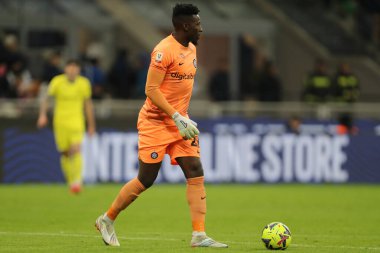 Andre Onana of INTER in action during Italian football Coppa Italia match Inter - FC Internazionale vs Parma Calcio at the  San Siro stadium in Milan, Italy, January 10, 2023 - Credit: Luca Amedeo Bizzarr