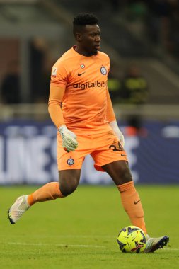 Andre Onana of INTER in action during Italian football Coppa Italia match Inter - FC Internazionale vs Parma Calcio at the  San Siro stadium in Milan, Italy, January 10, 2023 - Credit: Luca Amedeo Bizzarr