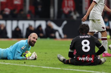 Vanja Milinkovic-Savic of Torino FC and Sandro Tonali of AC Milan during Coppa Italia 2022/23 football match between AC Milan and Torino FC at San Siro Stadium, Milan, Italy on January 11, 2023 - Credit: Fabrizio Carabelli/LiveMedi