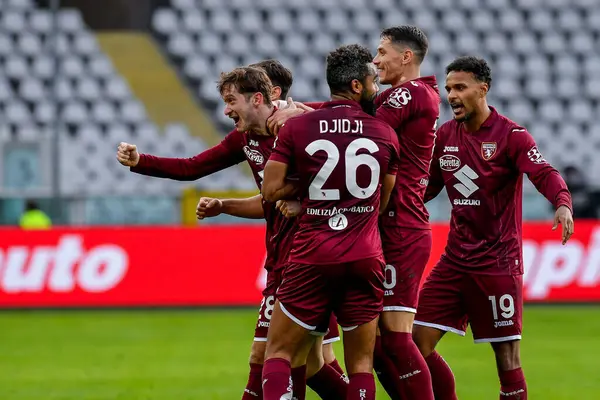 Aleksej Miranchuk of Torino FC celebrates with his teammates after scoring a goal during Serie A 2022/23 match between Torino FC and Hellas Verona at Stadio Olimpico Grande Torino on January 04, 2023 in Turin, Italy - Credit: Phs Agency/PHS/LiveMedi