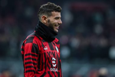 Theo Hernandez of AC Milan smiling during Coppa Italia 2022/23 football match between AC Milan and Torino FC at San Siro Stadium, Milan, Italy on January 11, 2023 - Credit: Fabrizio Carabelli/LiveMedi