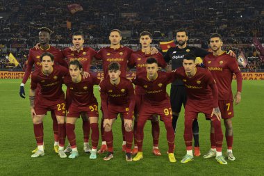 A.S Roma Team during the Coppa Italia quarter-final between A.S. Roma vs Genoa C.F.C on January 12, 2023 at the Stadio Olimpico, Rome, Italy. - Credit: Domenico Cippitelli/LiveMedi