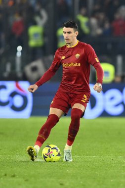Roger Ibanez of A.S. Roma during the Coppa Italia eighth-final between A.S. Roma vs Genoa C.F.C on January 12, 2023 at the Stadio Olimpico, Rome, Italy. - Credit: Domenico Cippitelli/LiveMedi