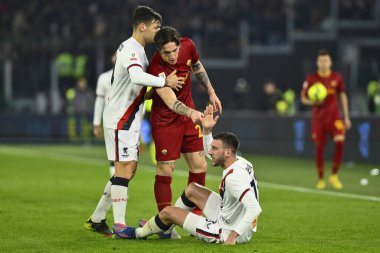 Mattia Bani of Genoa CFC and Nicolo' Zaniolo of A.S. Roma during the Coppa Italia eighth-final between A.S. Roma vs Genoa C.F.C on January 12, 2023 at the Stadio Olimpico, Rome, Italy. - Credit: Domenico Cippitelli/LiveMedi
