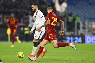 Massimo Coda of Genoa CFC and Gianluca Mancini of A.S. Roma during the Coppa Italia eighth-final between A.S. Roma vs Genoa C.F.C on January 12, 2023 at the Stadio Olimpico, Rome, Italy. - Credit: Domenico Cippitelli/LiveMedi