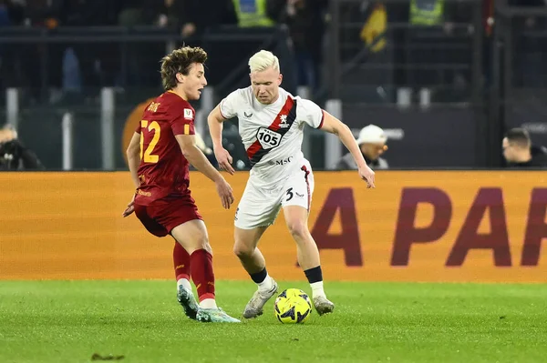 Lennart-Marten Quint Czyborra of Genoa CFC and Edoardo Bove of A.S. Roma during the Coppa Italia eighth-final between A.S. Roma vs Genoa C.F.C on January 12, 2023 at the Stadio Olimpico, Rome, Italy. - Credit: Domenico Cippitelli/LiveMedi