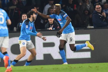 Victor Osimhen of SSC Napoli  cheers after the goal scored during the Serie A match between SSC Napoli v Juventus FC  at  Stadio Diego Armando Maradona  - Credit: Agostino Gemito/LiveMedi