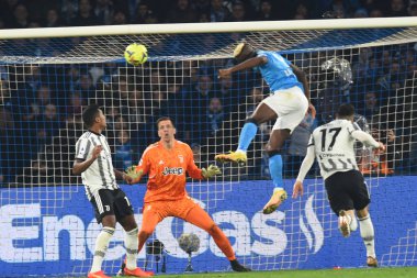 Victor Osimhen of SSC Napoli  mark the net during the Serie A match between SSC Napoli v Juventus FC  at  Stadio Diego Armando Maradona  - Credit: Agostino Gemito/LiveMedi