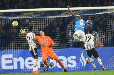 Victor Osimhen of SSC Napoli  mark the net during the Serie A match between SSC Napoli v Juventus FC  at  Stadio Diego Armando Maradona  - Credit: Agostino Gemito/LiveMedi