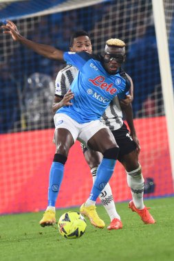 Victor Osimhen of SSC Napoli  competes for the ball with Filip Kostic of Juventus FC during the Serie A match between SSC Napoli v Juventus FC  at  Stadio Diego Armando Maradona  - Credit: Danilo Gemito/LiveMedi