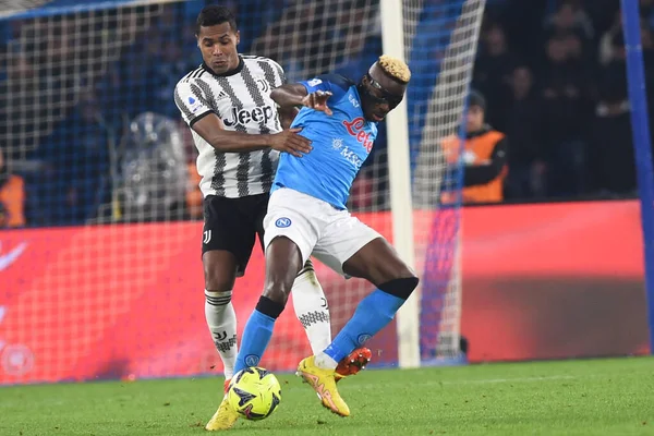 Victor Osimhen of SSC Napoli  competes for the ball with Filip Kostic of Juventus FC during the Serie A match between SSC Napoli v Juventus FC  at  Stadio Diego Armando Maradona  - Credit: Danilo Gemito/LiveMedi