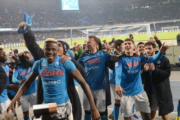 Napoli Players Celebrate End Match Serie Match Ssc Napoli Juventus — Stockfoto