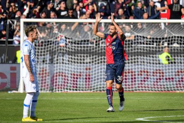 Leonardo Pavoletti of Cagliari Calcio, Esultanza, Joy After scoring goal, during Italian soccer Serie B match Cagliari Calcio vs Como 1907 at the Unipol Domus in Cagliari, Italy, January 14, 2023 - Credit: Luigi Can