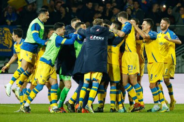Frosinone celebrates after scoring the gol of 1-0 during Italian soccer Serie B match Frosinone Calcio vs Modena FC at the Benito Stirpe stadium in Frosinone, Italy, January 14, 2023 - Credit: Luca Dilibert