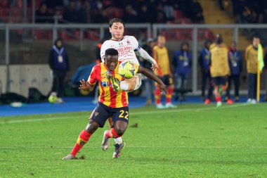 Lameck Banda (US Lecce) and Davide Calabria (AC Milan) during italian soccer Serie A match US Lecce vs AC Milan at the Via Del Mare stadium in Lecce, Italy, January 14, 2023 - Credit: Emmanuele Mastrodonat