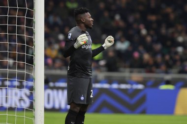 Andre Onana of FC Internazionale reacts during Serie A 2022/23 football match between FC Internazionale and Hellas Verona FC at Giuseppe Meazza Stadium, Milan, Italy on January 14, 2023 - Credit: Fabrizio Carabelli/LiveMedi