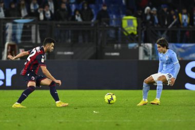 Charalampos Lykogiannis of Bologna F.C. and Luka Romero of S.S. LAZIO during the Coppa Italia eighth of finals between S.S. Lazio vs Bologna F.C. on January 19, 2023 at the Stadio Olimpico, Rome, Italy. - Credit: Domenico Cippitelli/LiveMedi