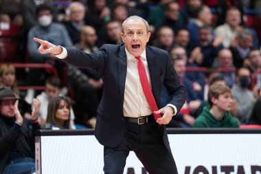 Head Coach Ettore Messina (EA7 EMPORIO ARMANI MILANO) during Basketball Euroleague Championship EA7 Emporio Armani Milano vs Lyon-Villeurbanne at the Forum of Assago in Milan, Italy, January 20, 2023 - Credit: Simone Lucarell