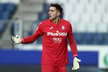Juan Musso of Atalanta BC gestures  during Italian football Coppa Italia match Atalanta BC vs Spezia Calcio at the Gewiss Stadium in Bergamo, Italy, January 19, 2023 - Credit: Francesco Scaccianoc