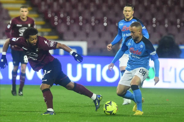 Tonny Vilhena of US Salernitana  competes for the ball with Stanislav Lobotka of SSC Napoli   during the Serie A match between US Salernitana 1919 v SSC Napoli at Arechi  Stadium  - Credit: Agostino Gemito/LiveMedi