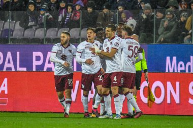 Torino's Aleksey Miranchuk celebrates with teammates after scoring the 1-0 goal during italian soccer Serie A match ACF Fiorentina vs Torino FC at the Artemio Franchi stadium in Florence, Italy, January 21, 2023 - Credit: Fabio Fagiolin