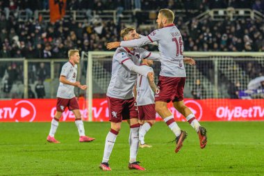 Torino's team celebrate the victory during italian soccer Serie A match ACF Fiorentina vs Torino FC at the Artemio Franchi stadium in Florence, Italy, January 21, 2023 - Credit: Fabio Fagiolin