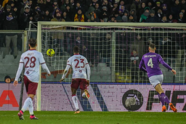 Torino's Aleksey Miranchuk scores the 1-0 goal during italian soccer Serie A match ACF Fiorentina vs Torino FC at the Artemio Franchi stadium in Florence, Italy, January 21, 2023 - Credit: Fabio Fagiolin