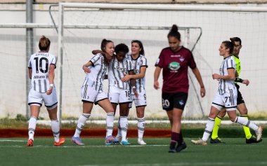 Lineth Beerensteyn (18) Juventus Women celebrates after scoring a goal during the Italian Football Championship League A Women 2022/2023 match between Pomigliano Femminile vs Juventus Women at the Ugo Gobbato stadium in Pomigliano D'Arco (NA), Italy,