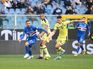 Mato Jajalo of Udinese Calcio and Fabio Quagliarella of UC Sampdoria during the Italian Serie A, football match between Uc Sampdoria and Udinese Calcio on January 22, 2023 at Luigi Ferraris Stadium, Genova, Italy. Photo Nderim Kaceli - Credit: Nderim