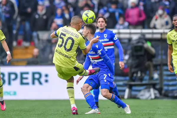 Rodrigo Nascimento Franca Udinese)
 - Filip Djuricic (Sampdoria) during italian soccer Serie A match UC Sampdoria vs Udinese Calcio at the Luigi Ferraris stadium in Genova, Italy, January 22, 2023 - Credit: Danilo Vig
