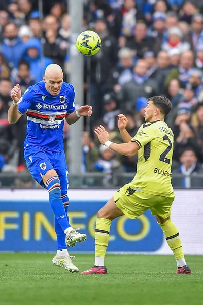 Bram Johan Andre Nuytinck (Sampdoria) - Festy Oseiwe Ebosele (Udinese) during italian soccer Serie A match UC Sampdoria vs Udinese Calcio at the Luigi Ferraris stadium in Genova, Italy, January 22, 2023 - Credit: Danilo Vig