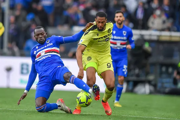 Omar Colley (Sampdoria) - Norberto Bercique Gomes Betuncal, detto Beto (Udinese) during italian soccer Serie A match UC Sampdoria vs Udinese Calcio at the Luigi Ferraris stadium in Genova, Italy, January 22, 2023 - Credit: Danilo Vig