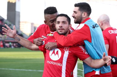 Gianluca Caprari of AC Monza celebrates after scoring his side's first goal of the match  during italian soccer Serie A match AC Monza vs US Sassuolo at the U-Power Stadium in Monza, Italy, January 22, 2023 - Credit: Francesco Scaccianoc
