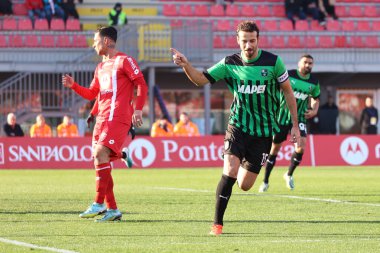 Gian Marco Ferrari of US Sassuolo Calcio celebrates after scoring a goal during the Serie A match between AC Monza and US Sassuolo Calcio at Stadio Brianteo on January 22, 2023 in Monza, Italy. - Credit: Luca Amedeo Bizzarri/LiveMedi
