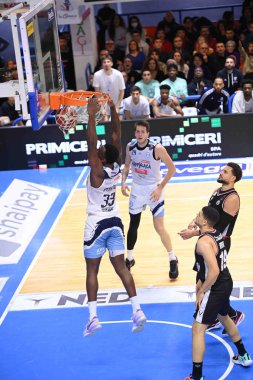 Nick Perkins (Happycasa Brindisi) during Italian Basketball A Serie  Championship Happy Casa Brindisi vs Virtus Segafredo Bologna at the PalaPentassuglia in Brindisi, Italy, January 22, 2023 - Credit: Damiano Tasc