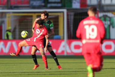 Gian Marco Ferrari of US Sassuolo Calcio competes for the ball with Andrea Petagna of AC Monza during the Serie A match between AC Monza and US Sassuolo Calcio at Stadio Brianteo on January 22, 2023 in Monza, Italy. - Credit: Luca Amedeo Bizzarri/Liv