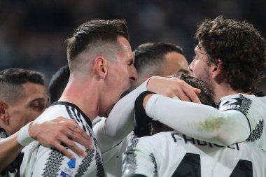 Arkadiusz Milik of Juventus Fc celebrating with team mates after a goal during the Italian Serie A, football match between Juventus Fc and Atalanta Bc on January 22, 2023 at Allianz Stadium, Turin Italy. Photo Nderim Kaceli - Credit: Nderim Kaceli/Li
