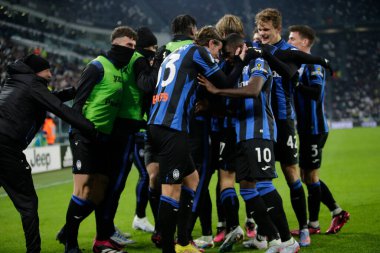 Ademola Lookman of Atalanta Bc celebrating with team mates after a goal during the Italian Serie A, football match between Juventus Fc and Atalanta Bc on January 22, 2023 at Allianz Stadium, Turin Italy. Photo Nderim Kaceli - Credit: Nderim Kaceli/Li