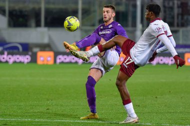 Aleksa Terzic (ACF Fiorentina) and Wilfried Singo (Torino FC) during italian soccer Serie A match ACF Fiorentina vs Torino FC at the Artemio Franchi stadium in Florence, Italy, January 21, 2023 - Credit: Lisa Guglielm