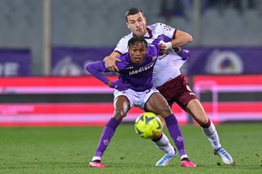 Christian Kouame (ACF Fiorentina) and Alessandro Buongiorno (Torino FC) during italian soccer Serie A match ACF Fiorentina vs Torino FC at the Artemio Franchi stadium in Florence, Italy, January 21, 2023 - Credit: Lisa Guglielm