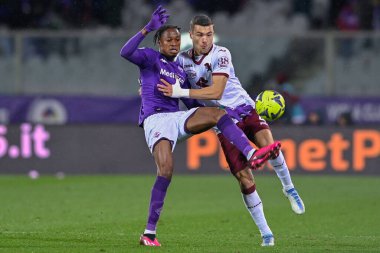 Christian Kouame (ACF Fiorentina) and Alessandro Buongiorno (Torino FC) during italian soccer Serie A match ACF Fiorentina vs Torino FC at the Artemio Franchi stadium in Florence, Italy, January 21, 2023 - Credit: Lisa Guglielm