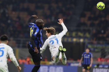 Romelu Lukaku of FC Internazionale competes for the ball with Jacopo Fazzini of Empoli FC during Serie A 2022/23 football match between FC Internazionale and Empoli FC at Giuseppe Meazza Stadium, Milan, Italy on January 23, 2023 - Credit: Fabrizio Ca