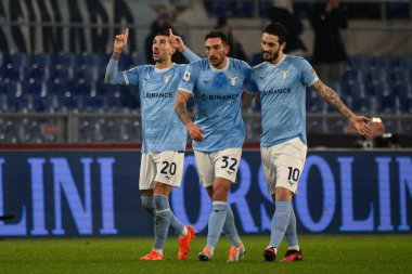 Mattia Zaccagni (SS Lazio) celebrates after scoring the goal 2-0 during the Italian Football Championship League A 2022/2023 match between SS Lazio vs AC Milan at the Olimpic Stadium in Rome on 24 January 2023. - Credit: Fabrizio Corradetti/LiveMedi