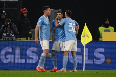 Mattia Zaccagni (SS Lazio) celebrates after scoring the goal 2-0 during the Italian Football Championship League A 2022/2023 match between SS Lazio vs AC Milan at the Olimpic Stadium in Rome on 24 January 2023. - Credit: Fabrizio Corradetti/LiveMedi