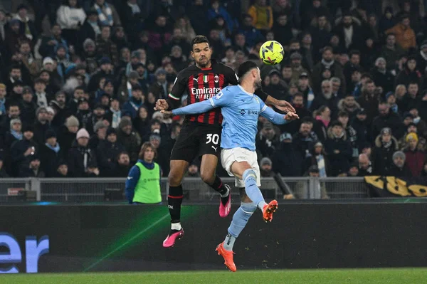 Junior Messias (AC Milan) Elseid Hysaj (SS Lazio) during the Italian Football Championship League A 2022/2023 match between SS Lazio vs AC Milan at the Olimpic Stadium in Rome on 24 January 2023. - Credit: Fabrizio Corradetti/LiveMedi